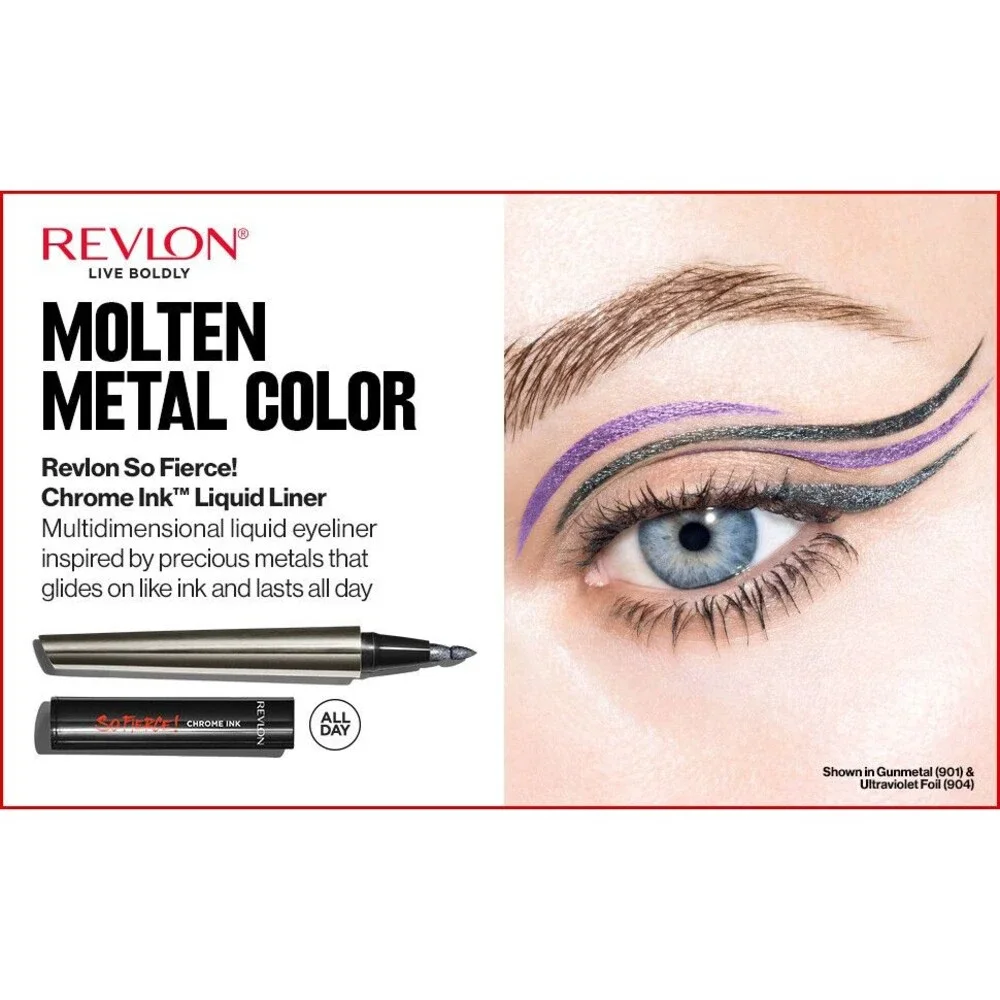 Revlon So Fierce Chrome Ink Liquid Liner Molten Metal Metallic Ink Eyeliner